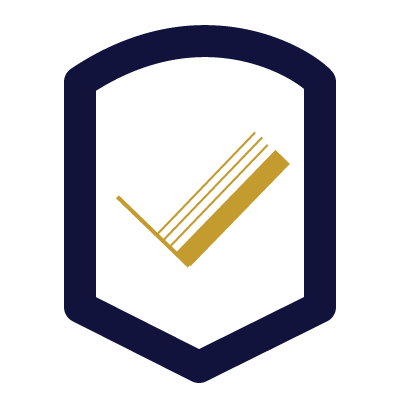 a decorative shape with a check mark inside