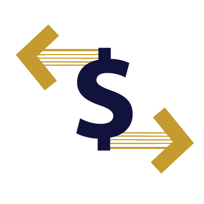 a dollars sign with arrows pointing left and right