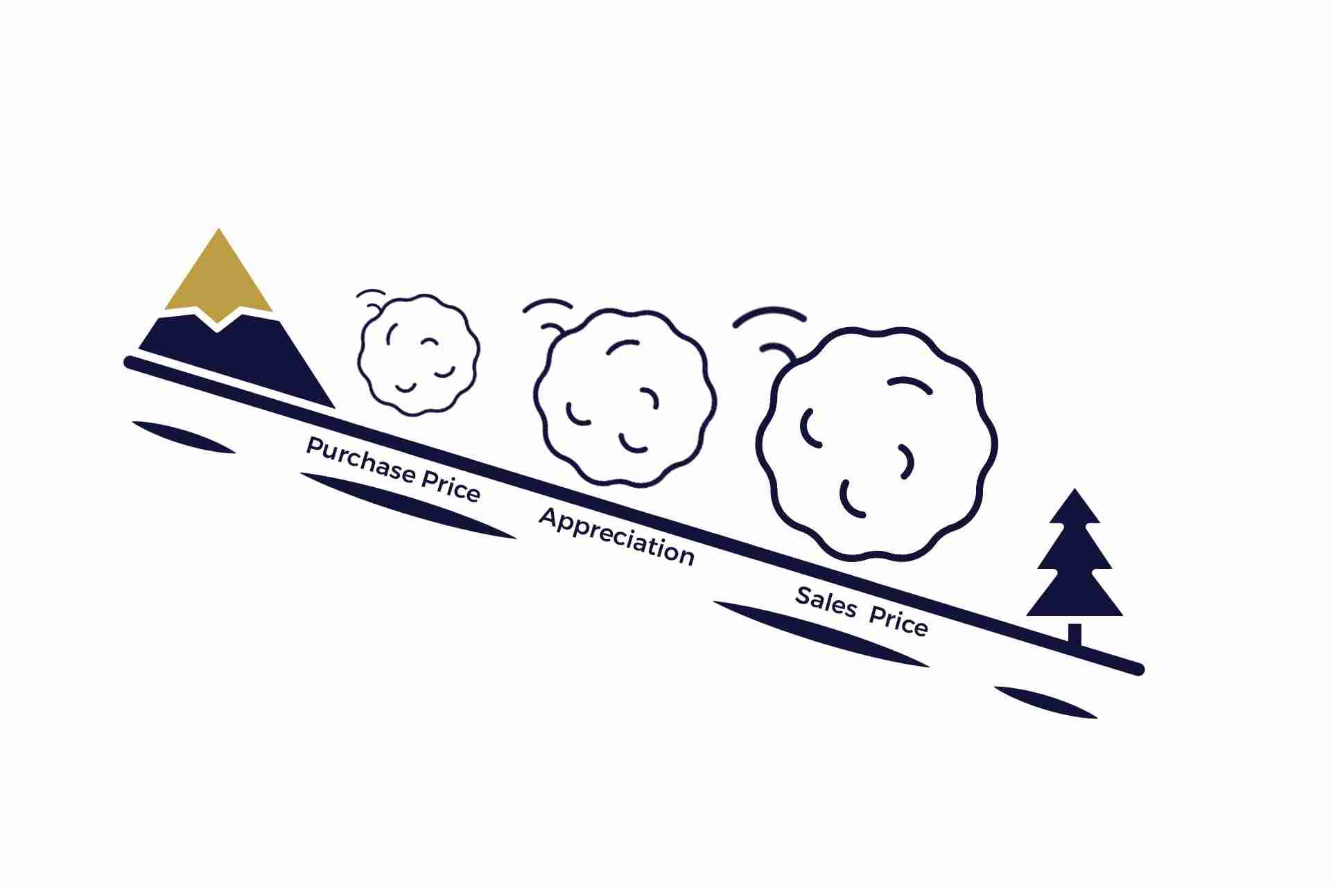 sales price increasing from purchase price because of appreciation graphic